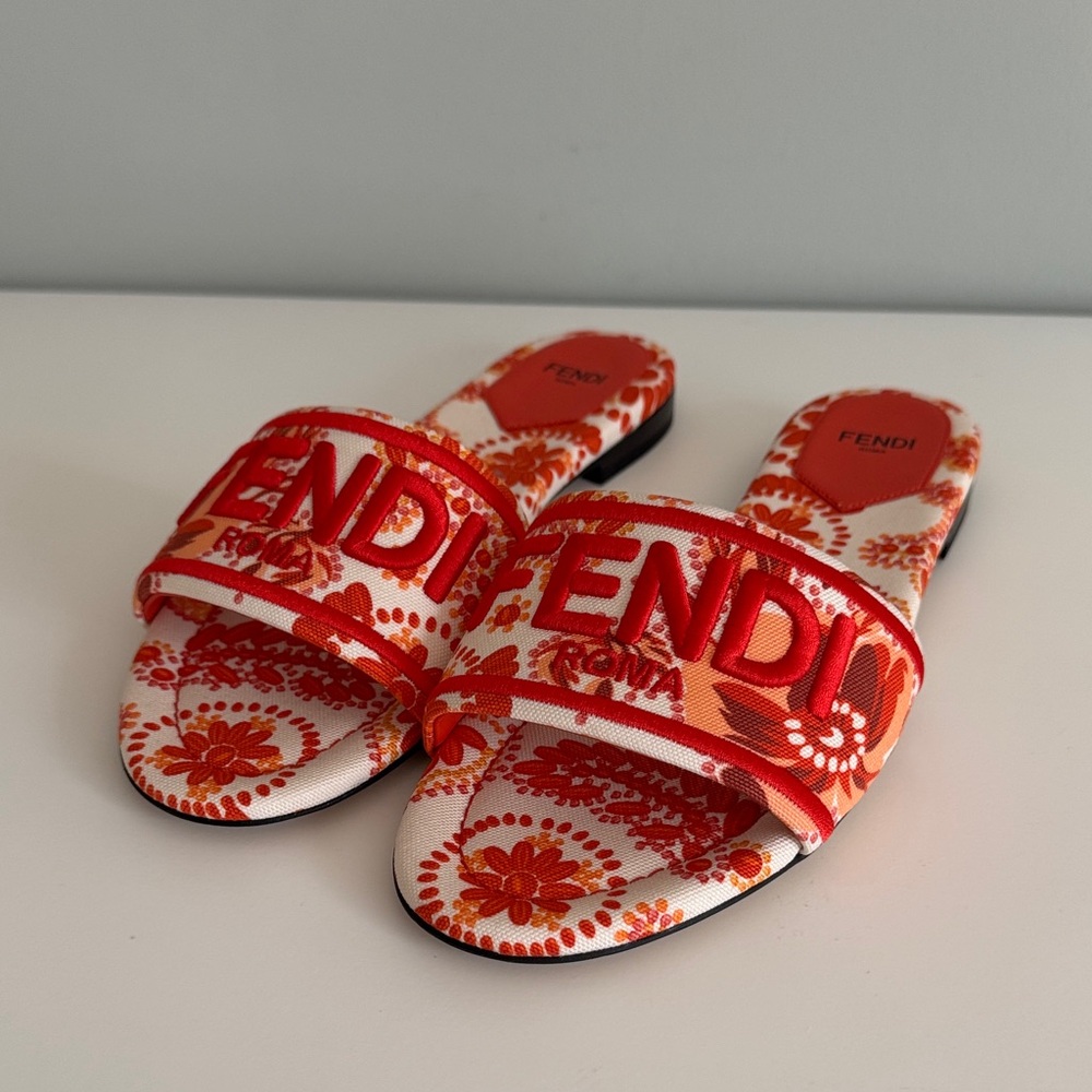 Fendi Red Floral Women's Sandals - Never Worn, Box Included